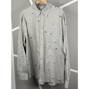 Brooks Brothers Regent Flannel Birds AOP Men’s XL Button Down Birding Shirt